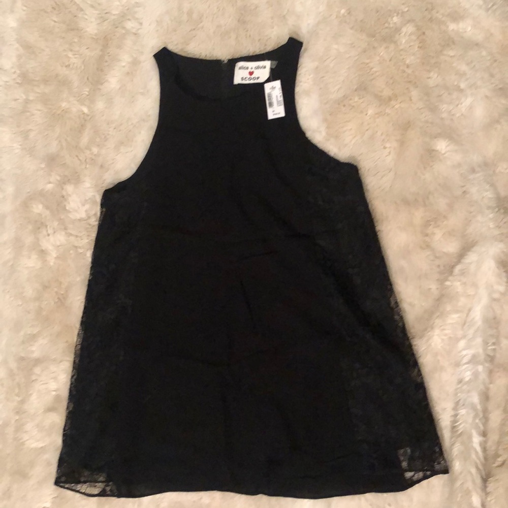Alice + Olivia Scoop black sleeveless top, NWT